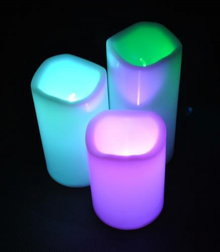 OO68 ŚWIECZKI ŚWIECE LED NA PILOTA 3 SZT ZESTAW RGB