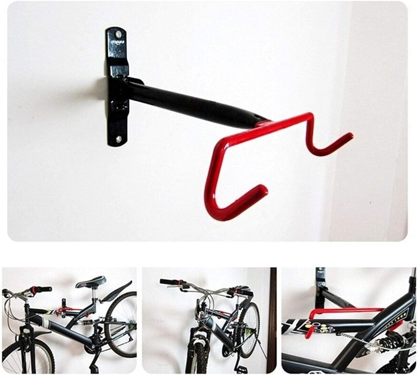 RW11 WIESZAK NA ROWER UCHWYT ŚCIENNY ROWEROWY 2 HAKI NA RAMĘ MOCNY