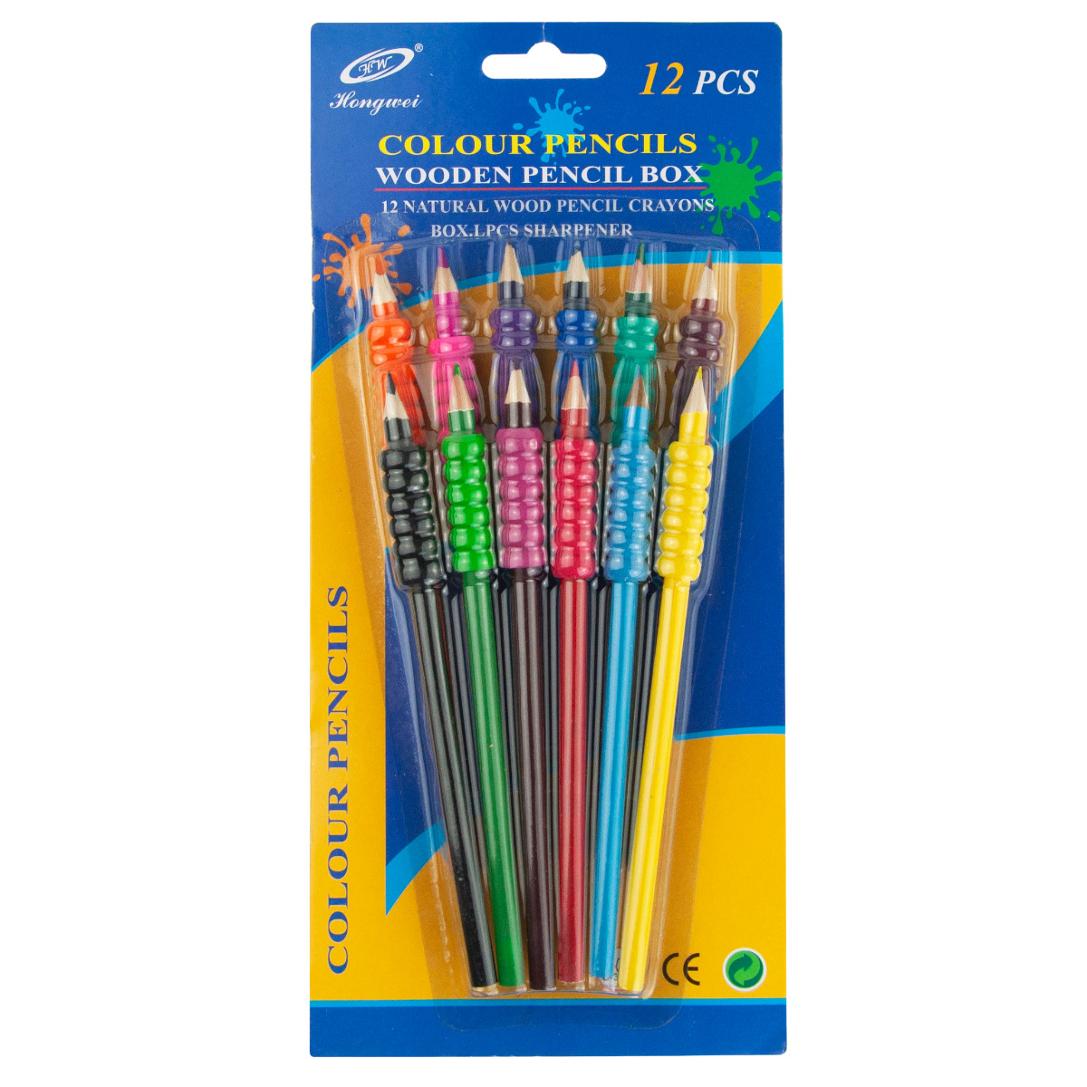 701801 KREDKI OŁÓWKOWE Z UCHWYTEM PIANKOWYM ZESTAW 12SZT