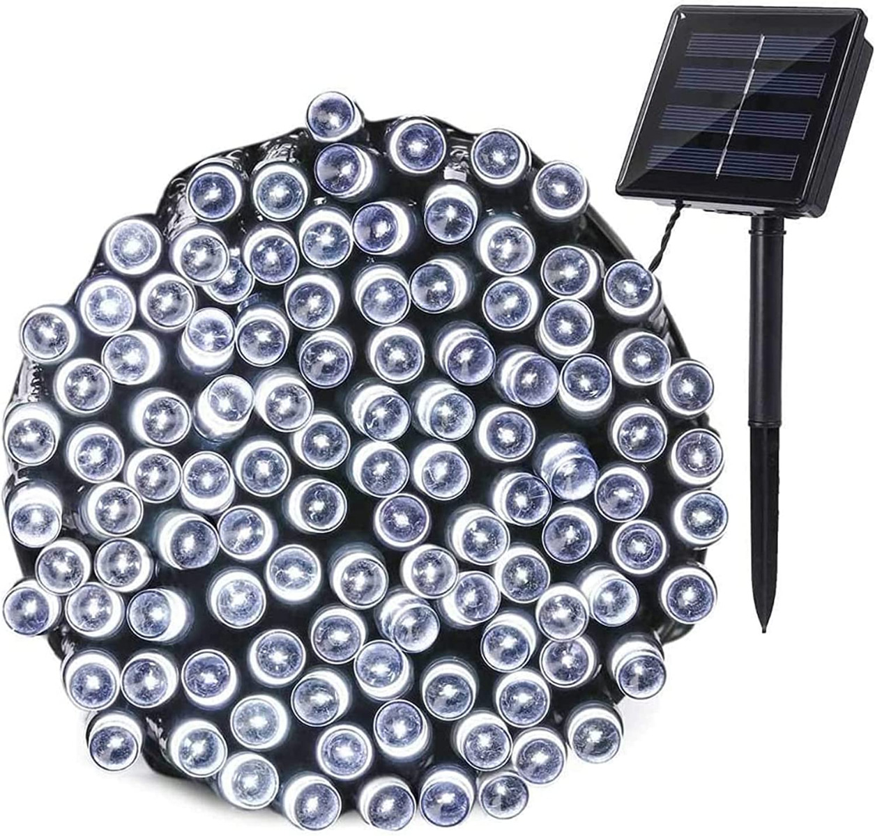 TG63193-1 LAMPKI CHOINKOWE SOLARNE 500 LED 52m GIRLANDA ZIMNE BIAŁE 8 FUNKCJI zdjęcie 1