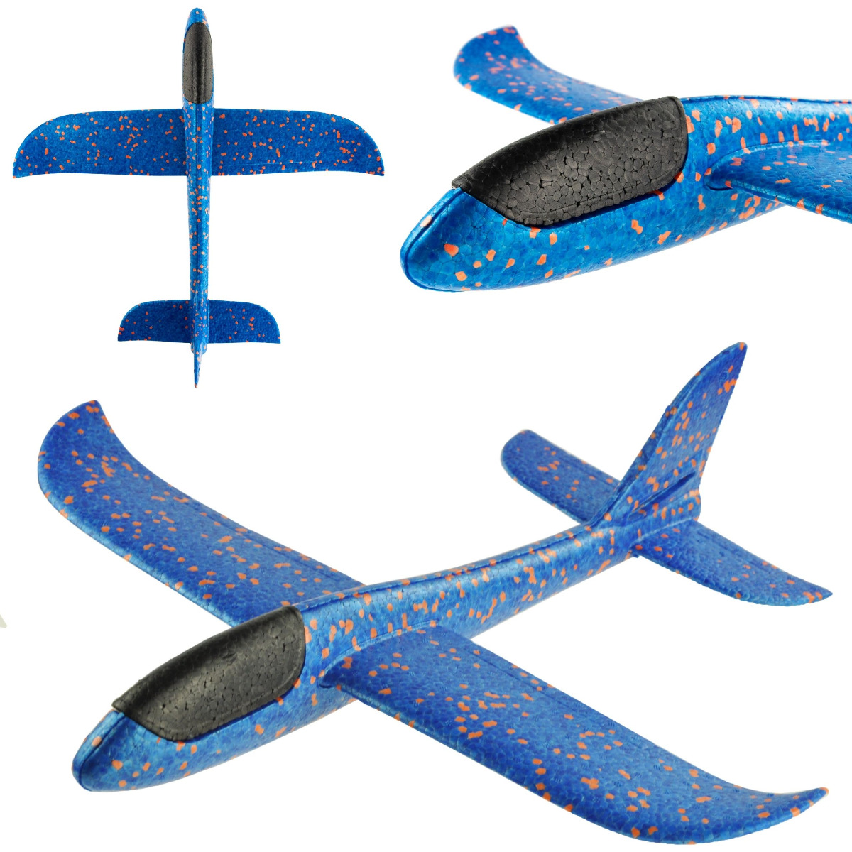 9137 PERFEKCYJNY SAMOLOT STYROPIANOWY 47 CM SZYBOWIEC RZUTKA DUŻY NIEBIESKI