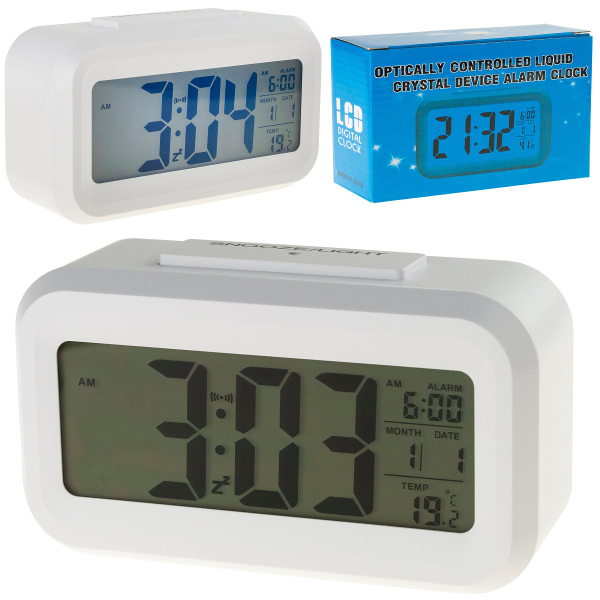 AP29 BUDZIK CYFROWY ZEGAR DUŻY LCD TERMOMETR KALENDARZ NA BIURKO DRZEMKA