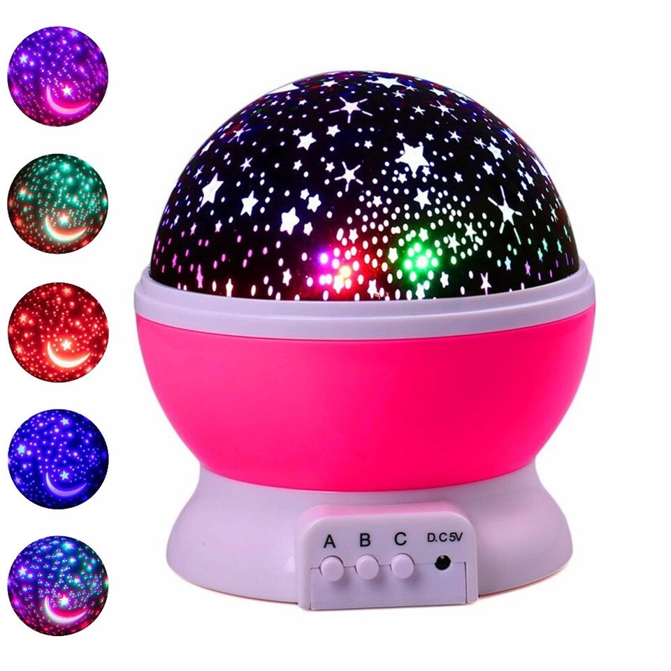 TG56632-2 LAMPKA NOCNA PROJEKTOR GWIAZD NIEBA OBROTOWA 360  RÓŻ