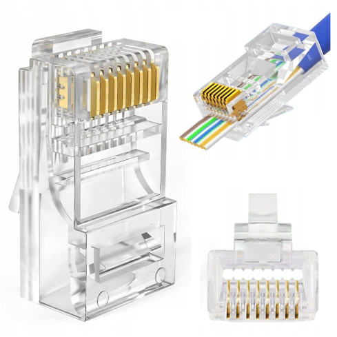 tv39 WTYKI RJ45 50x KOŃCÓWKA KOŃCÓWKI WTYK RJ 45 RJ-45 DO KABLA SIECIOWEGO 50szt