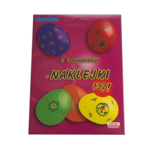 CHEM0083 NAKLEJANKI + 5 BARWNIKÓW DO JAJEK PISANEK