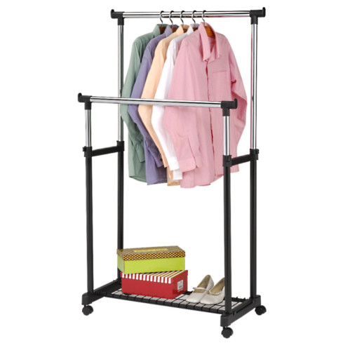 DO30 WIESZAK PODWÓJNY PODŁOGOWY STOJĄCY NA KÓŁKACH na UBRANIA SZAFA GARDEROBA