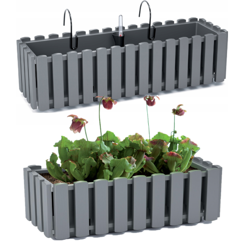 DDEF600W-405U SKRZYNKA BALKONOWA na balustradę DONICZKA 58cm Z UCHWYTAMI miernik wilgoci