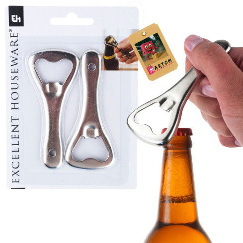 AMS24630 KPL 2SZT. METALOWY OTWIERACZ DO BUTELEK TRADYCYJNY SOLIDNY DO KAPSLI PIWA 9CM