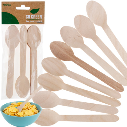 ARP7874 DREWNIANE ŁYŻECZKI ŁYŻKI 16 CM 8 SZT GRILL GRILLOWANIE IMPREZA PARTY