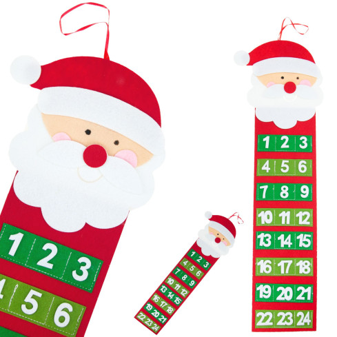 C51001 KALENDARZ ADWENTOWY ŚWIĄTECZNY MIKOŁAJ BAŁWAN FILCOWY WISZĄCY PUSTY