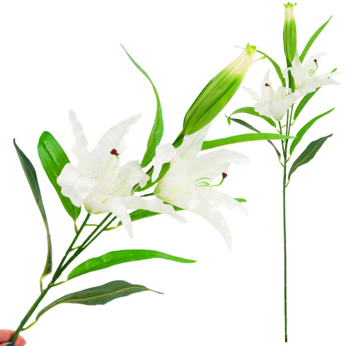 CV05685-1 LILIA BIAŁA KWIATY SZTUCZNE GAŁĄZKA LILII PIĘKNY KWIAT JAK ŻYWY ELEGANCKI