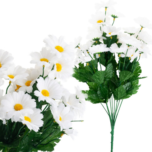 CV14379-1 BUKIET KWIATÓW SZTUCZNYCH STOKROTKA RUMIANEK ZŁOCIEŃ KWIATKI SZTUCZNE 44CM