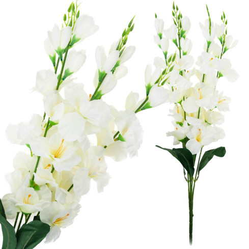 CV31140-1 BUKIET MIECZYK 5 GAŁĄZEK STROIK SZTUCZNE KWIATY KREMOWE ECRU