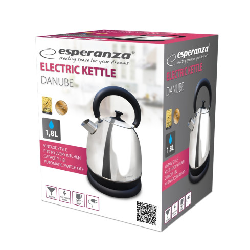 EKK032S ESPERANZA CZAJNIK ELEKTRYCZNY DANUBE 1.8 L SREBRNY
