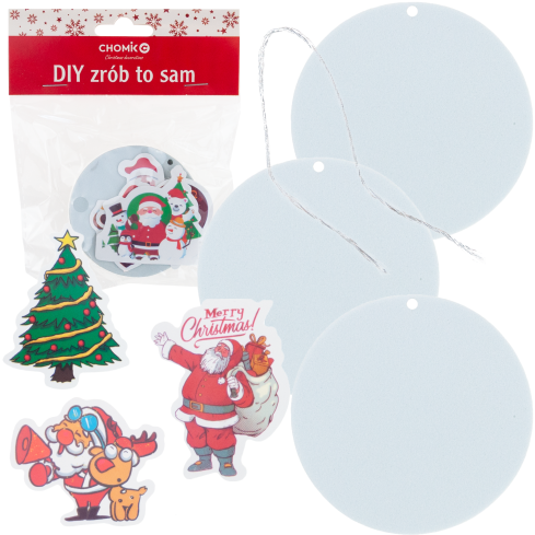 DIY7090 KOMPLET OZDÓB BOŻONARODZENIOWYCH DO ZAWIESZENIA Z NAKLEJKAMI DIY