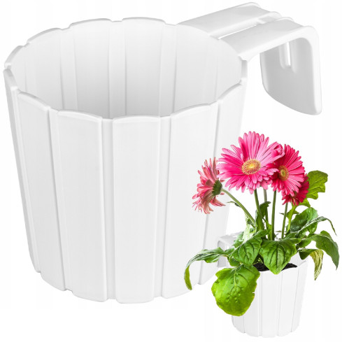 DDEZ150-S449 DONICZKA DONICA BALKONOWA NA BALUSTRADE TARAS SKRZYNKA OGRODOWA MISA BIAŁA