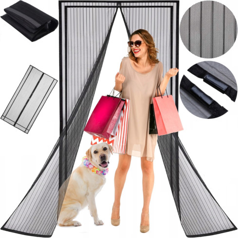 TG64366 MOSKITIERA na DRZWI OKNO BALKONOWE BARDZO MOCNA SOLIDNA 80/90/100 x 210/220 czarna