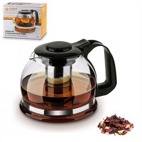 TD42 SZKLANY DZBANEK Z ZAPARZACZEM GAJA 1,6L CZAJNIK HERBATA SYPANA LIŚCIE