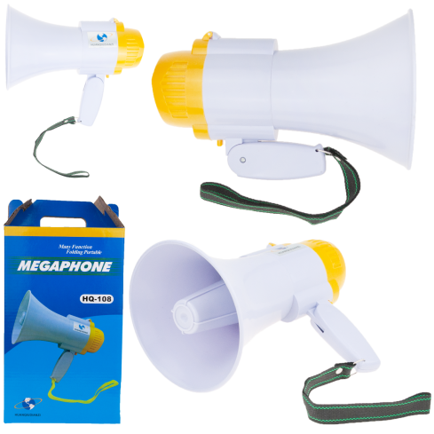 GG22 MEGAFON Z SYRENĄ NAGRYWANIE PROTEST MARSZ MOCNY BARDZO GŁOŚNY GŁOŚNIK