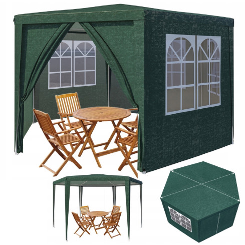 TG77597-1 duży PAWILON NAMIOT OGRODOWY HANDLOWY ALTANA DO OGRODU NA TARAS 4x4 6 scian