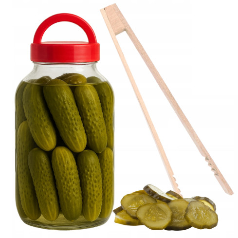 CHOM300/A SŁOIK SŁÓJ 3L DO KISZENIA OGÓRKÓW KAPUSTY KISZONKI Z WIECZKIEM I SZCZYPCAMI