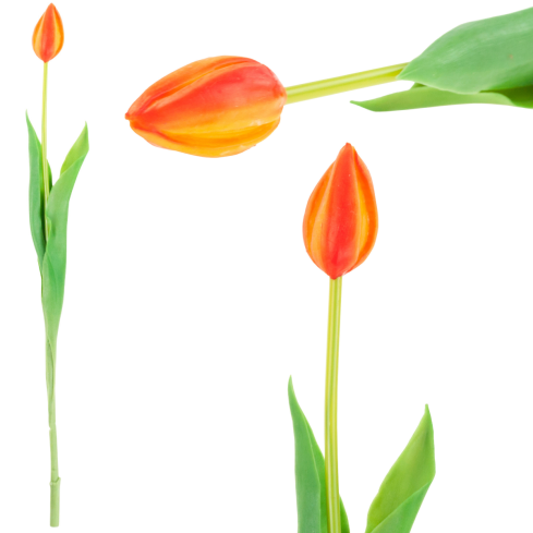 CV07588-8 TULIPAN GUMOWANY POJEDYNCZY POMARAŃCZOWY JAK ŻYWY KWIAT