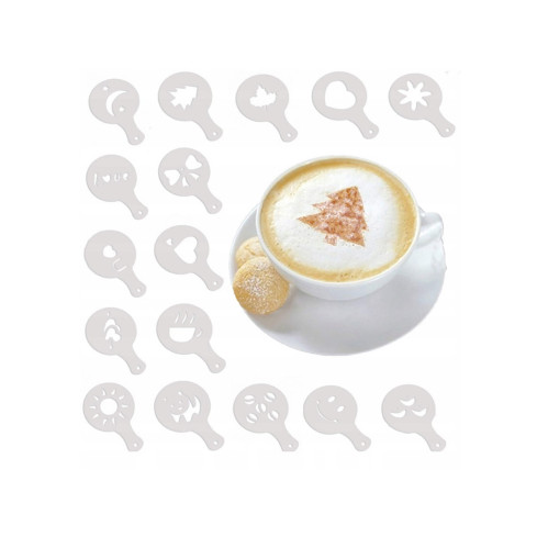 TG66809 SZABLONY DO DEKORACJI KAWY CIAST DESERÓW 16SZT LATTE CAPPUCCINO