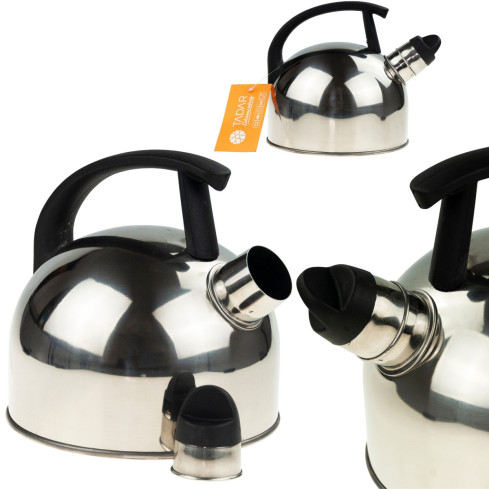 TD20 CZAJNIK STALOWY NIERDZEWNY 1,5l SREBRNY NA INDUKCJE I PALNIK gaz GWIZDEK