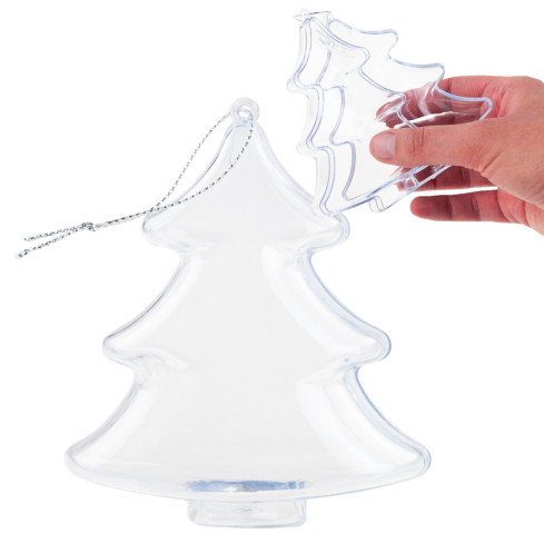 TG38741-BN BOMBKA AKRYLOWA CHOINKA DECOUPAGE SKŁADANA PRZEZROCZYSTA 10CM zawieszka