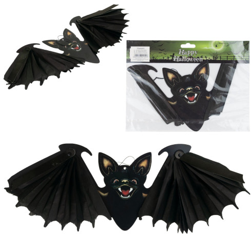 Wiszący nietoperz, papierowy, czarny, składany, dekoracja Halloween, 19x60cm