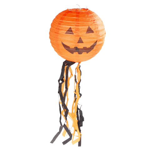 Lampion dynia wiszący, papierowy, pomarańczowy, kształt dyni, dekoracja Halloween, 50cm
