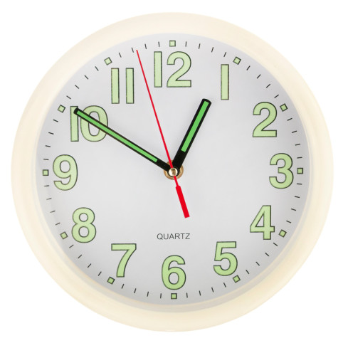 TG48015-1 ZEGAR FLUORESCENCYJNY ŚWIECĄCY W CIEMNOŚCI ŚCIENNY BIALY