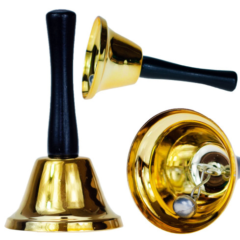 TG51863 DZWONEK ŚWIĘTEGO MIKOŁAJA METALOWY ZŁOTY KOSTIUM STRÓJ PRZEBRANIE GWIAZDORA