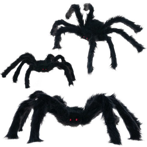 Sztuczny pająk, włochaty, czarny, dekoracja Halloween, straszna tarantula, 40cm