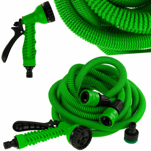 TG56040 WĄŻ OGRODOWY ROZCIĄGLIWY ELASTYCZNY Z PISTOLETEM 30M DO PODLEWANIA + ZŁĄCZKI