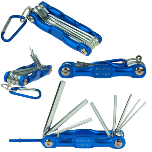 TG56102 PROFESJONALNY ZESTAW KLUCZY ROWEROWYCH IMBUS i karabińczyk