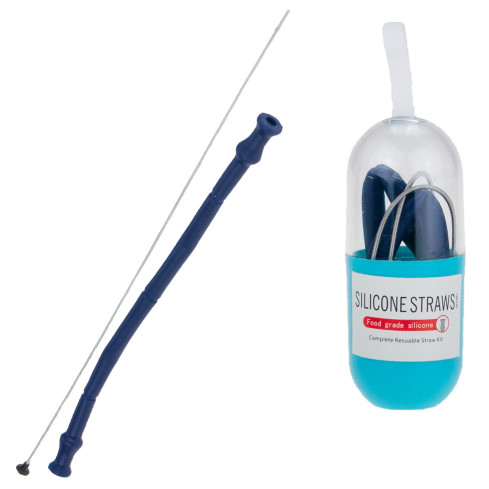 TG56258 SŁOMKA SILIKONOWA WIELORAZOWA PODRÓŻNA SKŁADANA W ETUI + CZYŚCIK EKO