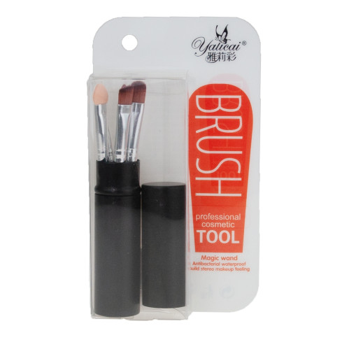 TG56450 ZESTAW PĘDZLI DO MAKIJAŻU PODRÓŻNY W ETUI PĘDZELKI CZARNE W TUBIE 5szt