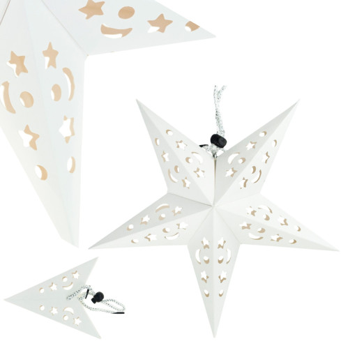 TG59705-1 GWIAZDA SKŁADANA ŚWIĄTECZNA WITRAŻ PAPIEROWA 3D DEKORACJA AŻUROWA OKNO 27CM
