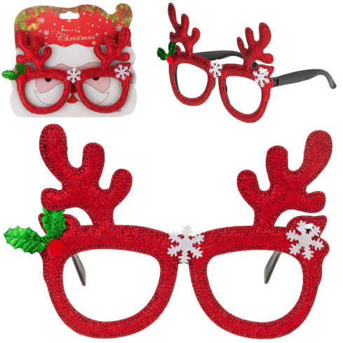 TG59739 OKULARY ŚWIĄTECZNE RENIFER BROKATOWY MIKOŁAJKI ŚWIĘTA
