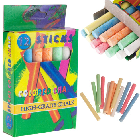 TG64655 KREDA TABLICOWA SZKOLNA 12SZT. KOLOROWA ZESTAW DO MALOWANIA PISANIA