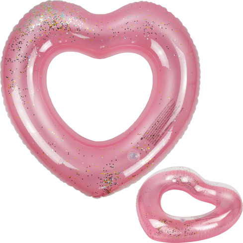 TG67359 KOŁO DMUCHANE SERCE RÓŻOWE Z CEKINAMI PŁYWANIA