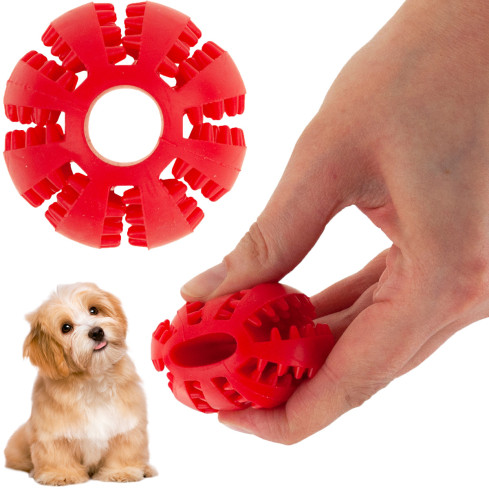 TG67718 PIŁKA ZABAWKA DLA PSA GRYZAK KULA NA PRZYSMAKI NA SMACZKI DENTYSTYCZNA ZĘBY