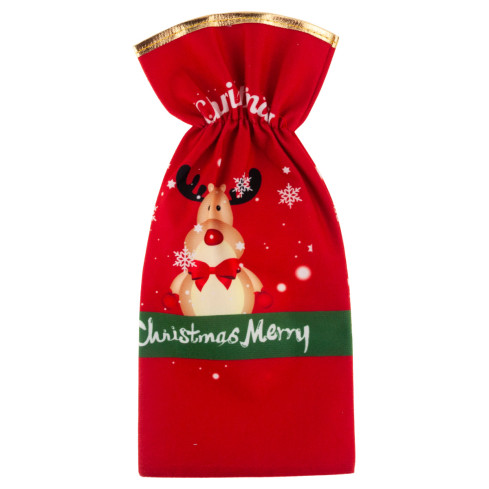 Etui na butelkę, pokrowiec na prezenty, świąteczny, tkanina, czerwony, 32,5x15cm