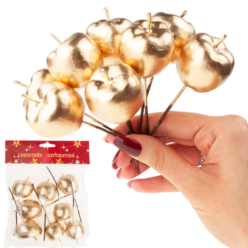 TG69139-3 JABŁUSZKA JABUŁKA NA DRUCIKU PIKU OZDOBNE WIANKI STROIKI 8 SZT