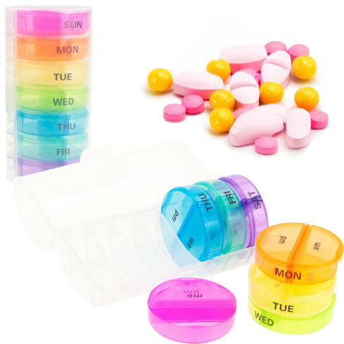 TG71402 POJEMNIK KASETKA NA LEKI TABLETKI PUDEŁKO ORGANIZER 7 DNI TYDZIEŃ DZIEŃ NOC 14 PRZEGRÓDEK