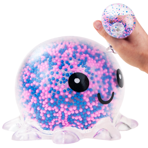 TG71661 OŚMIORNICA GNIOTEK LED ŚWIECĄCY ANTYSTRESOWY Z KULECZKAMI