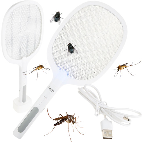 TG72942 ELEKTRYCZNA ŁAPKA NA MUCHY OSY lampa na KOMARY PALETKA OWADOBÓJCZA USB