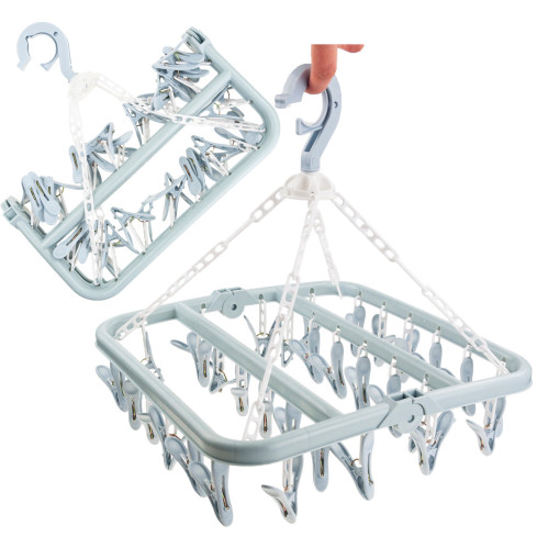 TG72966 SUSZARKA WIESZAK NA SKARPETY SKARPETKI BIELIZNĘ SKŁADANA PRANIE 32 KLIPSY