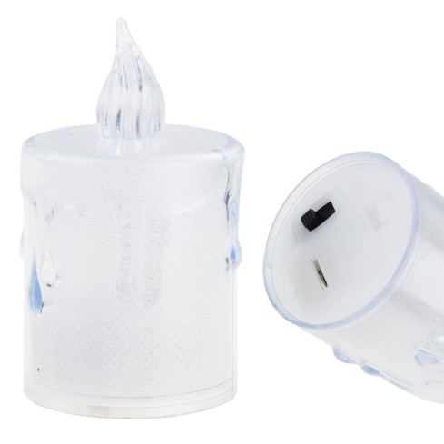 Świeczka led, plastikowa, ciepły biały płomień, z połyskiem, uniwersalna ozdoba, wysokość 7 cm